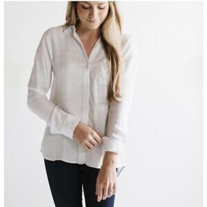 Rails Plaid Flannel Button Down Hunter Shirt Womens XL Ivory Sherbert